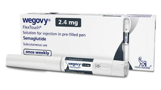 Wegovy injection pen and packaging on a white background
